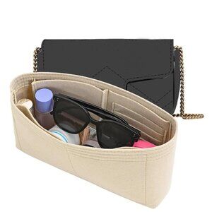 Felt Insert Purse Organizer Fit GG Marmont Matelasse Shoulder Bag, Beige Medium